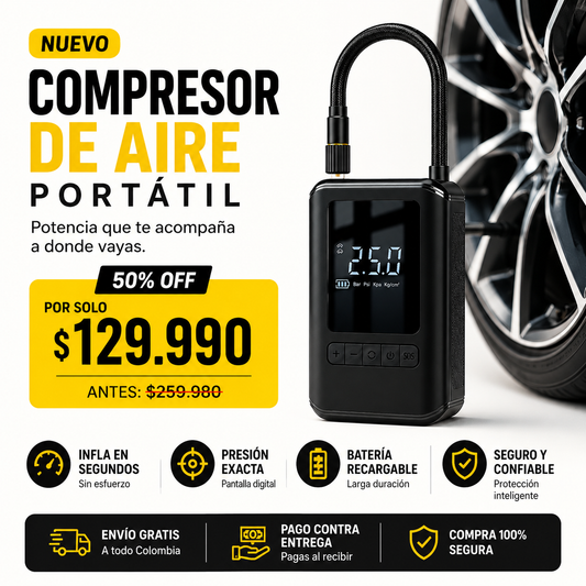 🔥 Nuevo Compresor de Aire Portátil Inteligente  50% OFF + Envío Gratis + Pago Contra Entrega