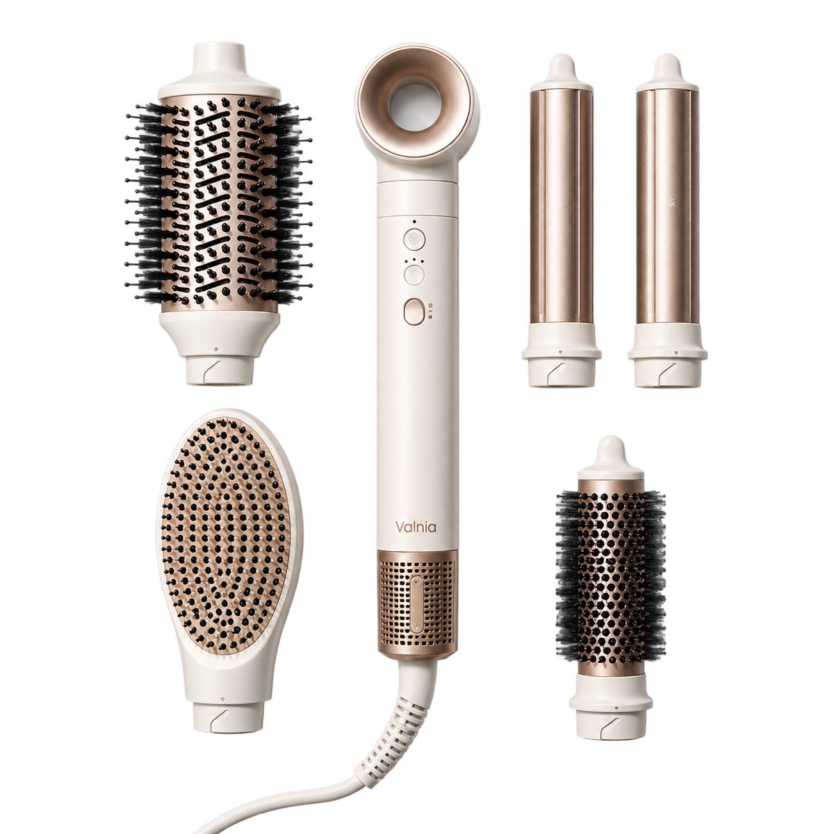 Valnia Soffio — styler ad aria 5 in 1 con i cinque accessori